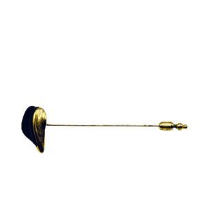 Vintage Crown Trifari Signed Gold Tone & Dark Lucite Detail Stick Pin